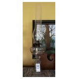 Vintage Glass Oil Lamp with Pink Hue