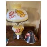 Vintage Hurricane Parlor Lamp and Paper Shades
