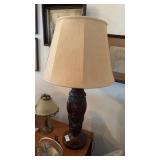 Vintage Hand Carved Wooden Table Lamp