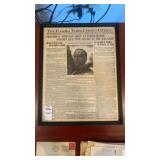 Framed Original newspaper detailing the shooting