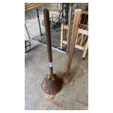 Antique manual laundry washer and wooden washer