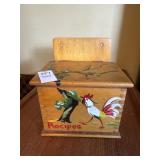 Vintage Wooden Rooster Recipe Box