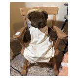 Teddy Bear on Wooden Rocking Chair