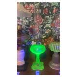 Vintage uranium glass oil lamp
