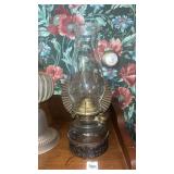 Vintage clear glass oil lamp