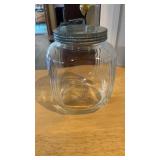 Vintage clear glass Hoosier canister jar