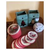 Christmas Lot - Vintage Tin of Coasters, Salt