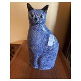 Vintage Enesco Blue and White Ceramic Cat