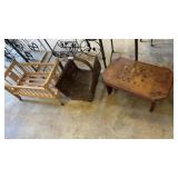 Basket, Wooden Foot Stool, Toy Doll Crib
