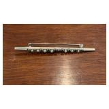 14k GOLD VICTORIAN BAR PIN SEED PEARL SAPPHIRE