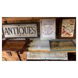 Shelf lot of vintage home decor