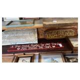 Shelf lot of home decor wooden signs