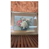Vintage framed art print of Peony still life