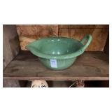 Vintage Speckled Green Pottery Bowl