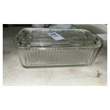 Glass Ribbed Refrigerator Storage Dish