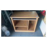Retro oak veneer media cabinet