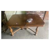 Vintage 4 Ft Wooden Dining Table w wheel/hinges