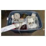 Tote of household items and hardware