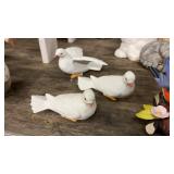 3 Porcelain Dove Figurines and Electric bird