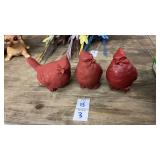 3 Small Cardinal Figurines