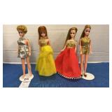 4 Topper Dawn dolls from the early 1970s 6.5 in