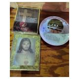 Religious pictures and plate