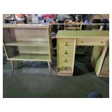 MCM Desk and book case with sliding glass DOORS