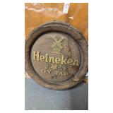 Vintage Heineken barrel end sign 18in. Round