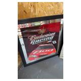 Framed Budweiser Racing mirror featuring NASCAR