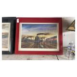 Framed vintage watercolor art prints depicting