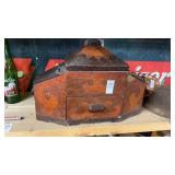 Vintage Wooden Pyramid Top Sewing Box with front