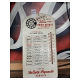 Vintage DeSoto-Plymouth metal thermometer 15"