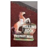 Rolling rock premium beer chalkware rearing h