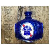 Pabst Blue Ribbon hanging swag lamp features a