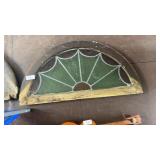 Pair of Antique half-round stained glass fanlight