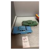 Vintage mid century die cast toy sedans by