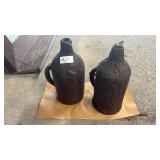 Antique alkaline glazed stoneware jug and folk