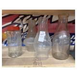 Lot of Assorted Glass - Oil Lamp Covers, Bottle