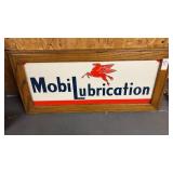 Vintage framed Porcelain Mobil Lubrication sign