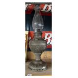 Vintage Oil Lamp with Embossed Metal Base