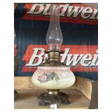 Vintage Oil Lamp with Floral Base