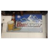 Vintage Coors Light metal bar sign 32x16in.