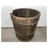 Antique Primitive Wooden Bucket - 12 inches h