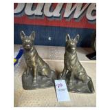 Vintage Cast Iron German Shepherd Bookends
