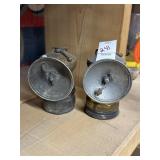 Vintage Auto-Lite Brass Small Mining Lamps