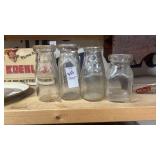 Lot of Vintage clear glass half-pint milk bottle