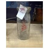 Vintage Vale Wood Dairy Small Glass Milk Bottle