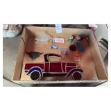 Handcrafted vintage stained glass truck and other