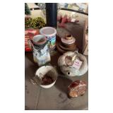 Vintage items - clock, cups, and more