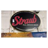Vintage Straub Beer oval metal sign  20x15inch